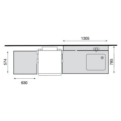 Pre Wash Inlet Table to the Passthrough Dishwasher, width 1305 mm