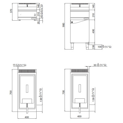 Фритюрница газовая „Berto's“ GL10B (10 л)