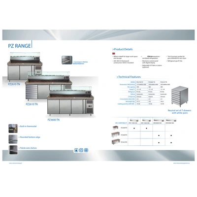 Стол охлаждаемый для пиццы "Coolhead" PZ2600TN Стол охлаждаемый для пиццы "Coolhead" PZ2600TN