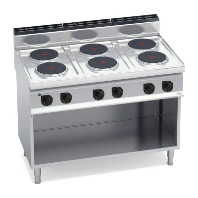 6-plate electric cooker with open cabinet „Berto's“ HIGH POWER E7P6M
