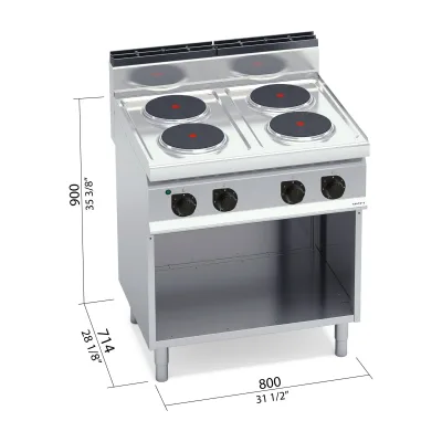 4-plate electric cooker with open cabinet „Berto's“ HIGH POWER E7P4M 4-plate electric cooker with open cabinet „Berto's“ HIGH POWER E7P4M