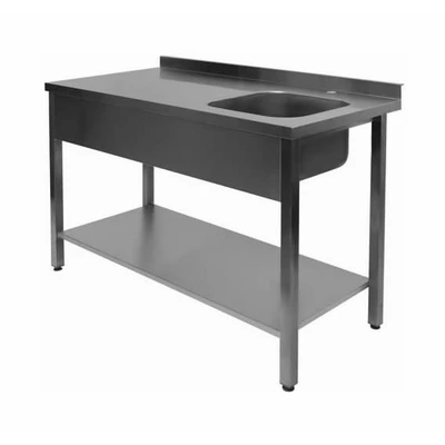 Stalas su 1 plautuve dešinėje ir lentyna apačioje 1100x700x850 mm