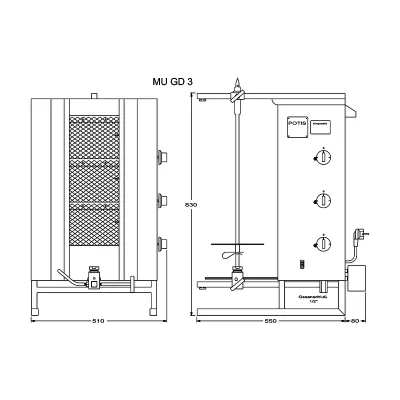 Doner & gyros gas grill „Potis“ ORIENT MU GD3 Doner & gyros gas grill „Potis“ ORIENT MU GD3