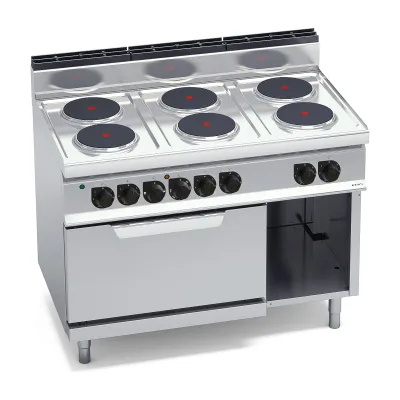 Шестиконфорочная электрическая плита с электрической духовкой „Berto's“ HIGH POWER E7P6+FE Шестиконфорочная электрическая плита с электрической духовкой „Berto's“ HIGH POWER E7P6+FE