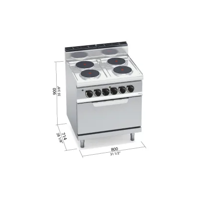 4-plate electric cooker with electric oven „Berto's“ HIGH POWER E7P4+FE 4-plate electric cooker with electric oven „Berto's“ HIGH POWER E7P4+FE