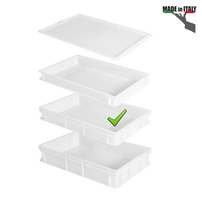 White Dough Box for Pizza Proofing and Storage „Genus dei“ 60x40x7 cm
