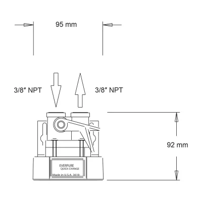 Water filter head „Everpure“ QL3 (EV9259-14) with shut-off valve Water filter head „Everpure“ QL3 (EV9259-14) with shut-off valve