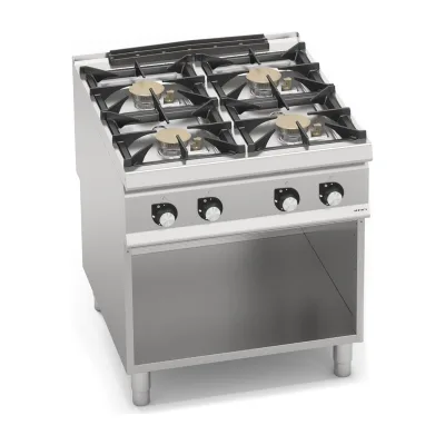 4-burner gas cooker with open cabinet „Berto's“ S900 SG9F4MPSP