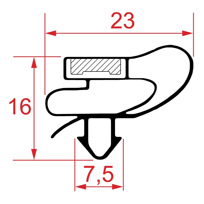 Refrigerated counter door gasket 610 × 480 mm „Forcar“ Refrigerated counter door gasket 610 × 480 mm „Forcar“