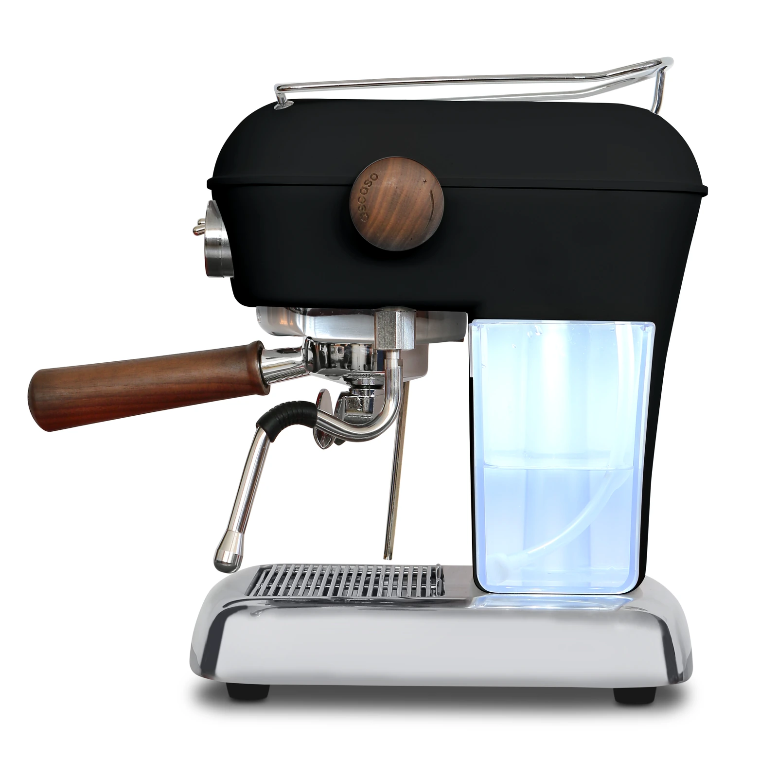 Black „Ascaso“ Dream PID from the side: illuminated 1.3 L water tank