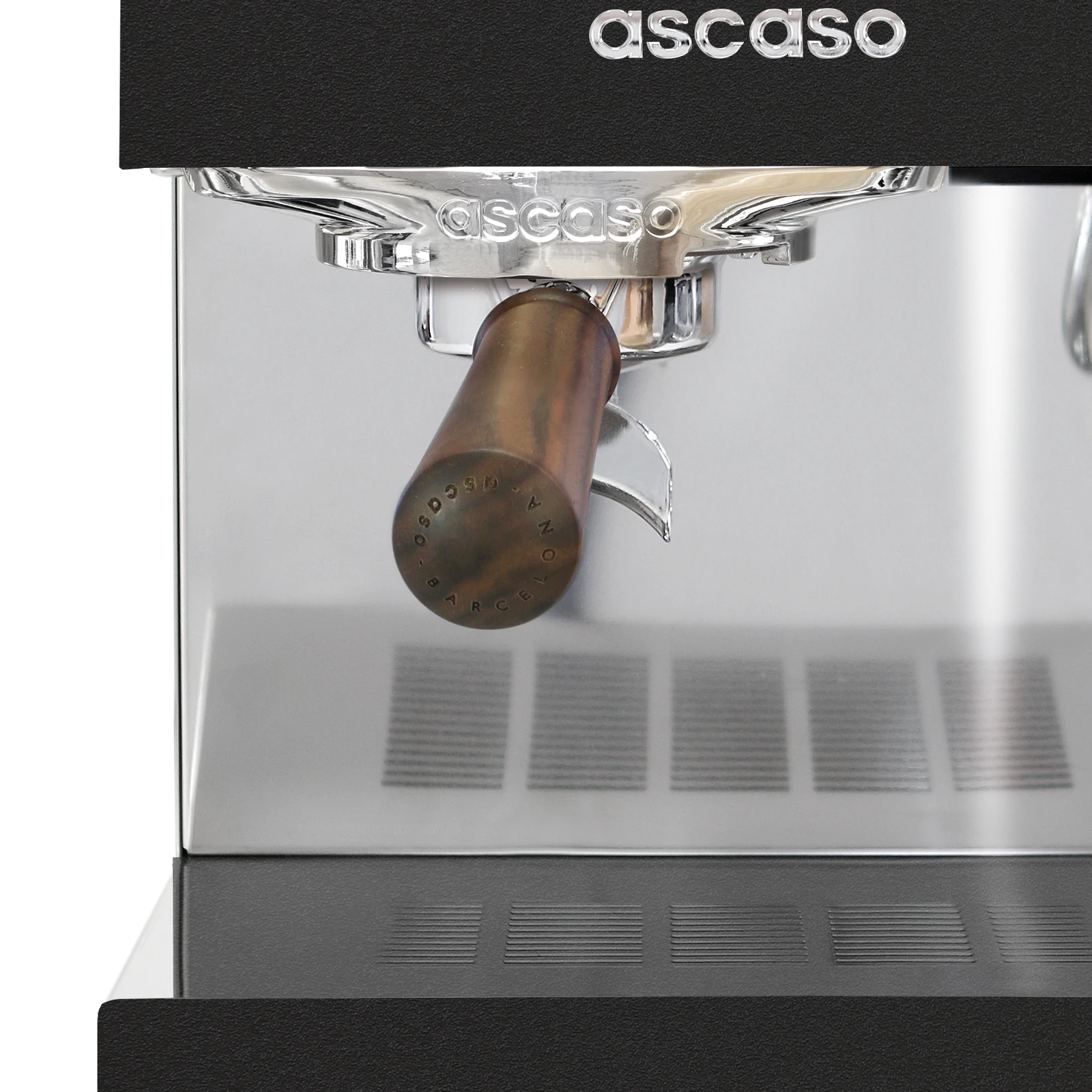 „Ascaso“ Steel UNO PID черного цвета: заварочная группа и портафильтр с ручкой из ореха
