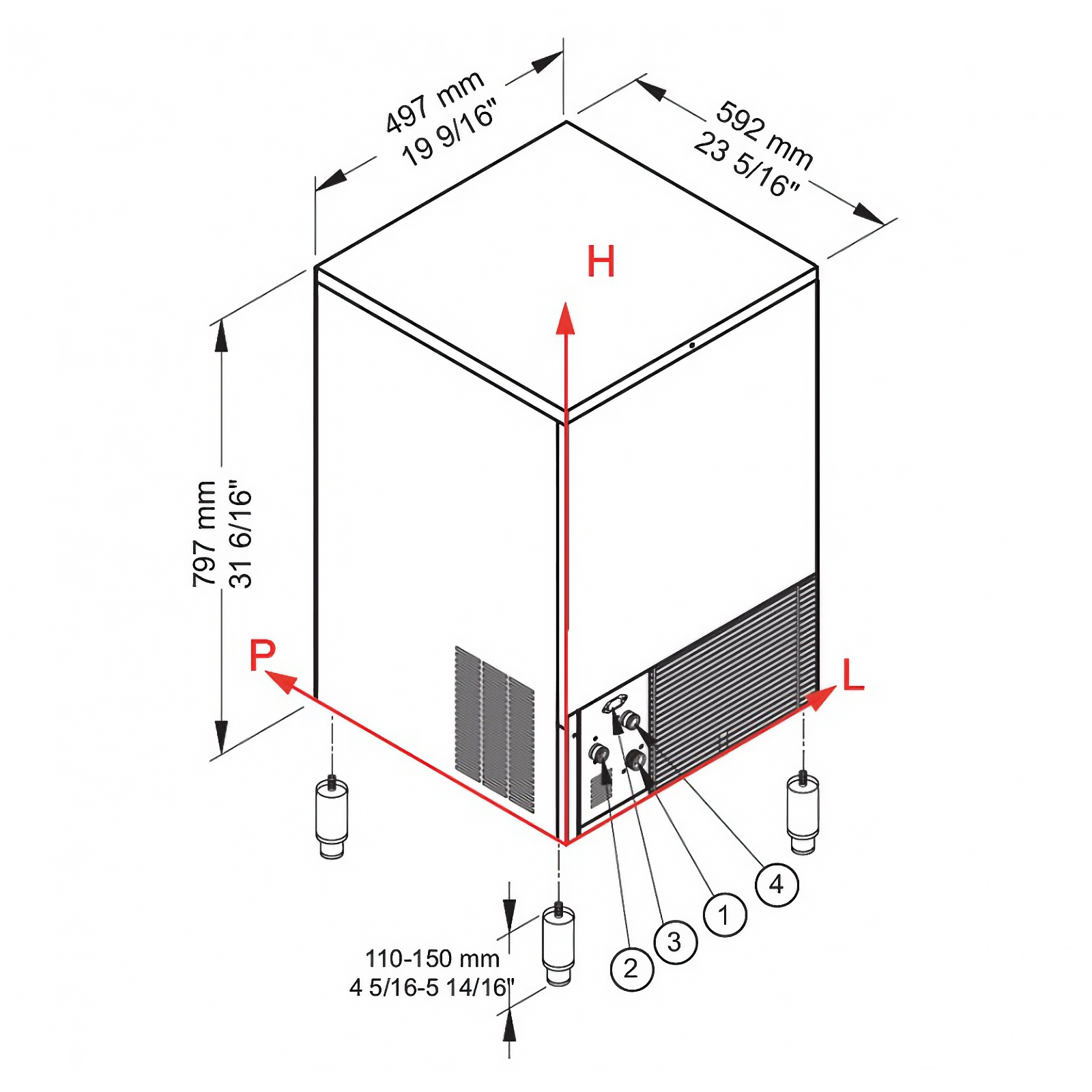 Brema Ice CB 425 HC 1.0 ice maker side view