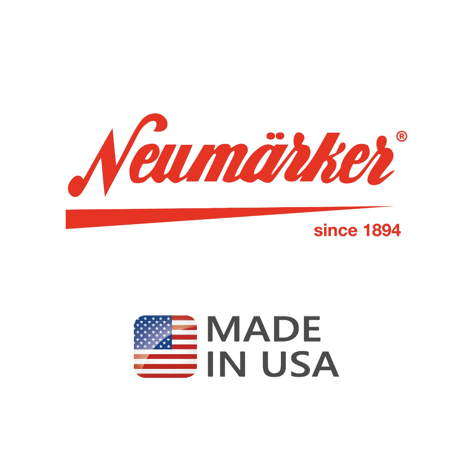 Логотип „Neumärker“ (с 1894 года) и знак Made in USA с флагом США