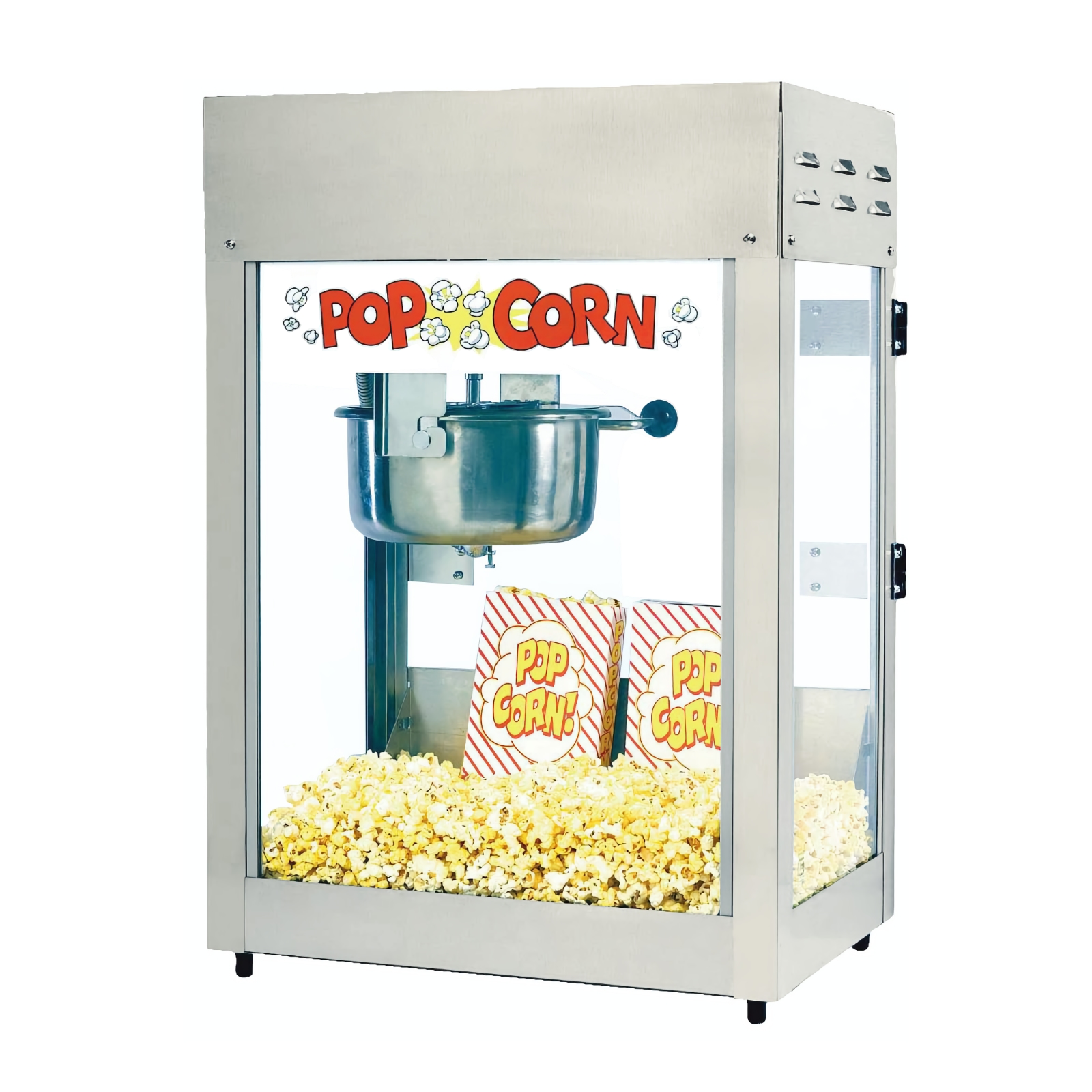 „Neumärker“ Titan popcorn maker with a glass display cabinet and stainless steel kettle