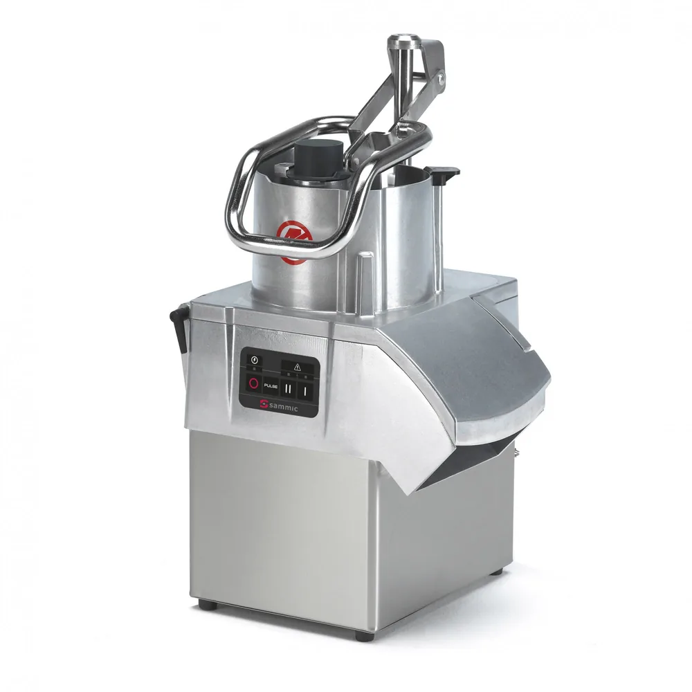 Two-speed vegetable preparation machine „Sammic“ CA-42, with large-capacity hopper and pusher lever