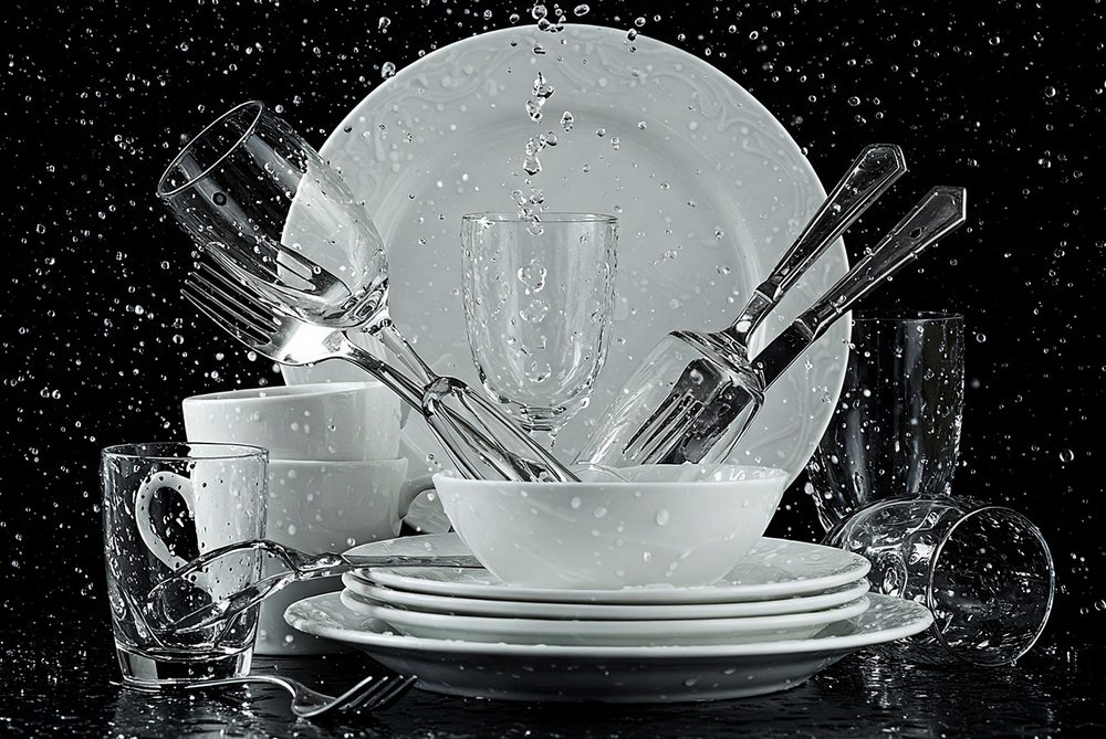 Clean plates and glasses
