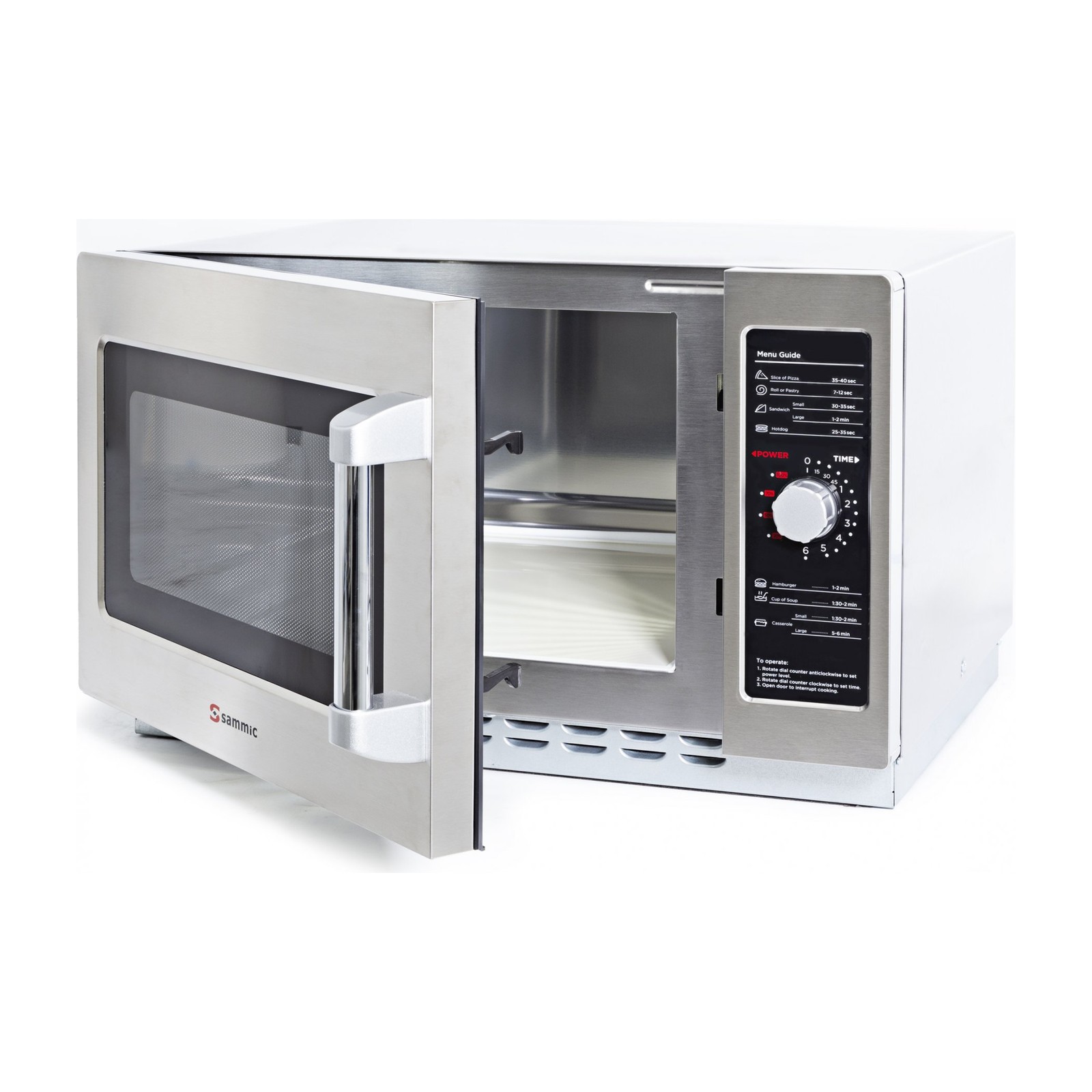 „Sammic“ MO-1034M with the door open: stainless steel cavity and ceramic base