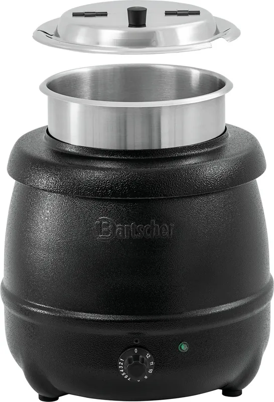 „Bartscher“ Economic soup kettle with the lid and inner pot lifted out