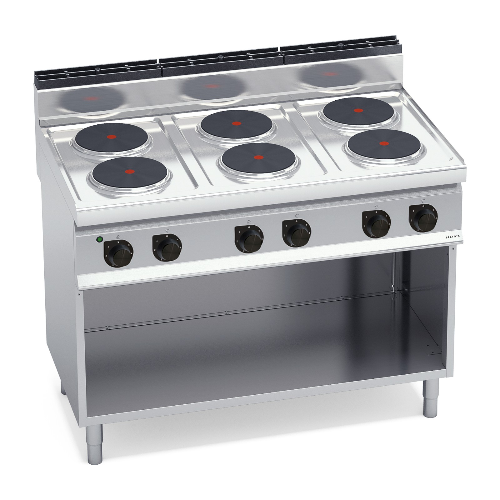 6-plate electric cooker with open cabinet „Berto's“ HIGH POWER E7P6M